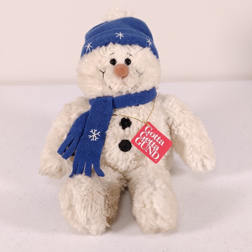 Christmas Gund White Snowman "Blowout" Plush Collectible 10" Xmas‎ Decor Stuffy